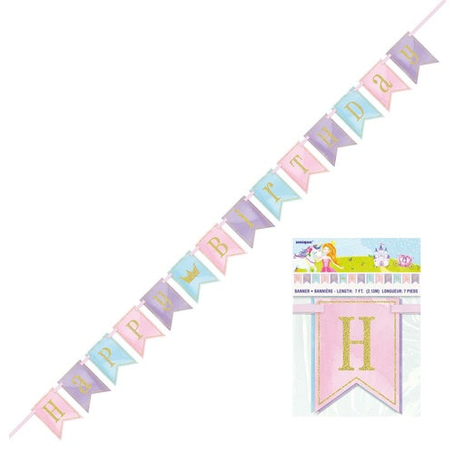 Unicorn Princess Glitter Birthday Banner 2.13m image 0