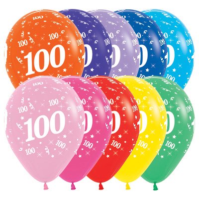 Uninflated - Balloon Single 100th Birthday Assorted