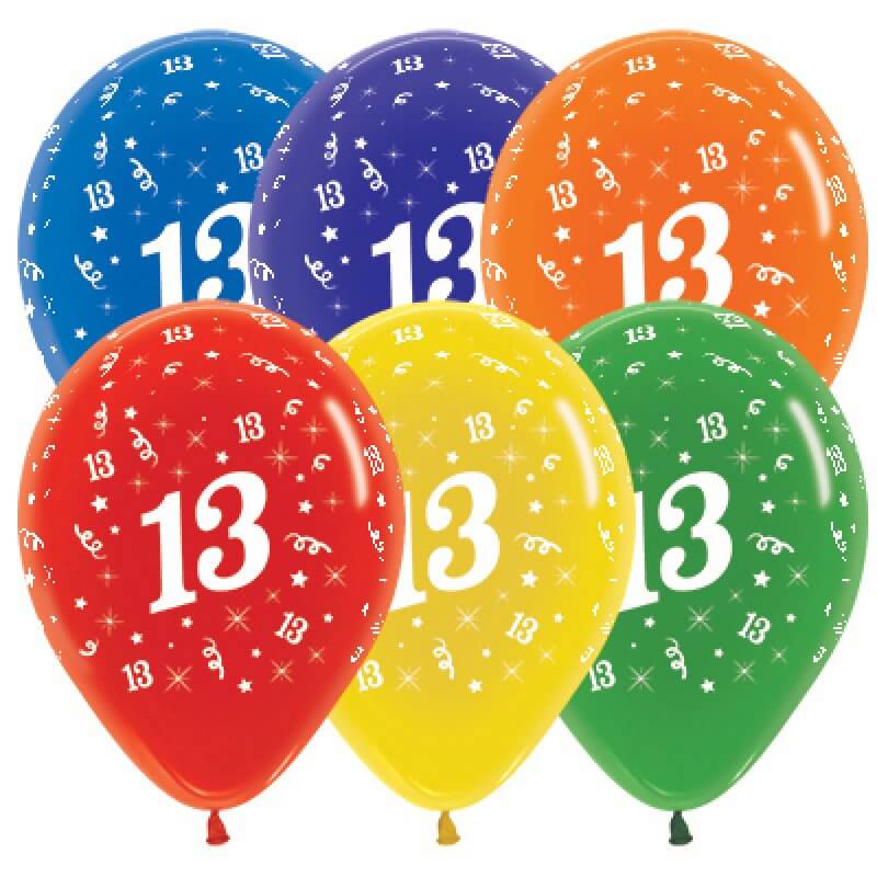 Balloon Single 13th Birthday Assorted