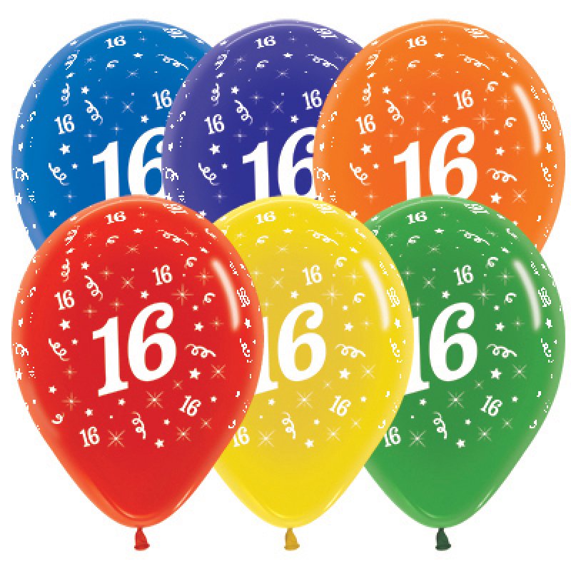 Uninflated - Balloon Single 16th Birthday Assorted