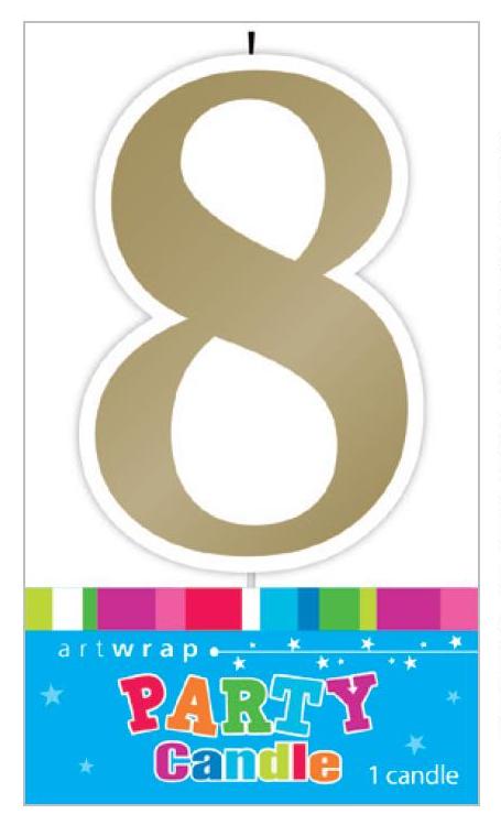 Candle Number 8 Gold image 0