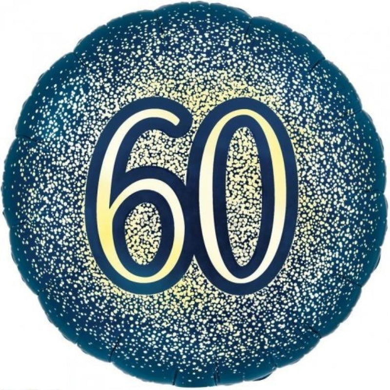 Foil Balloon 18" 60th Navy & Gold Glitter image 1