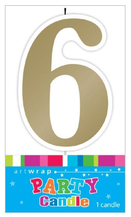 Candle Number 6 Gold image 0