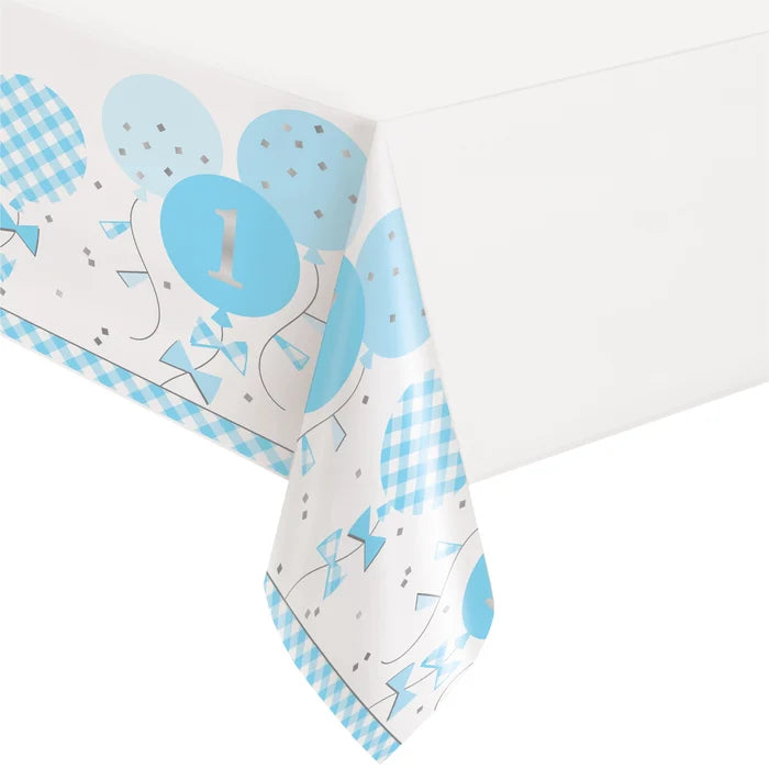 1st Birthday Table Cover - Blue and White