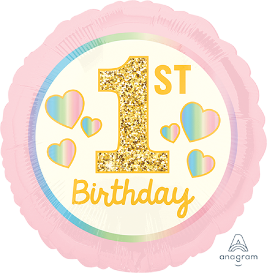 Pink 1st Birthday Foil Balloon