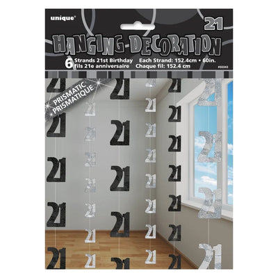 21st Hanging Swirls Black & Silver