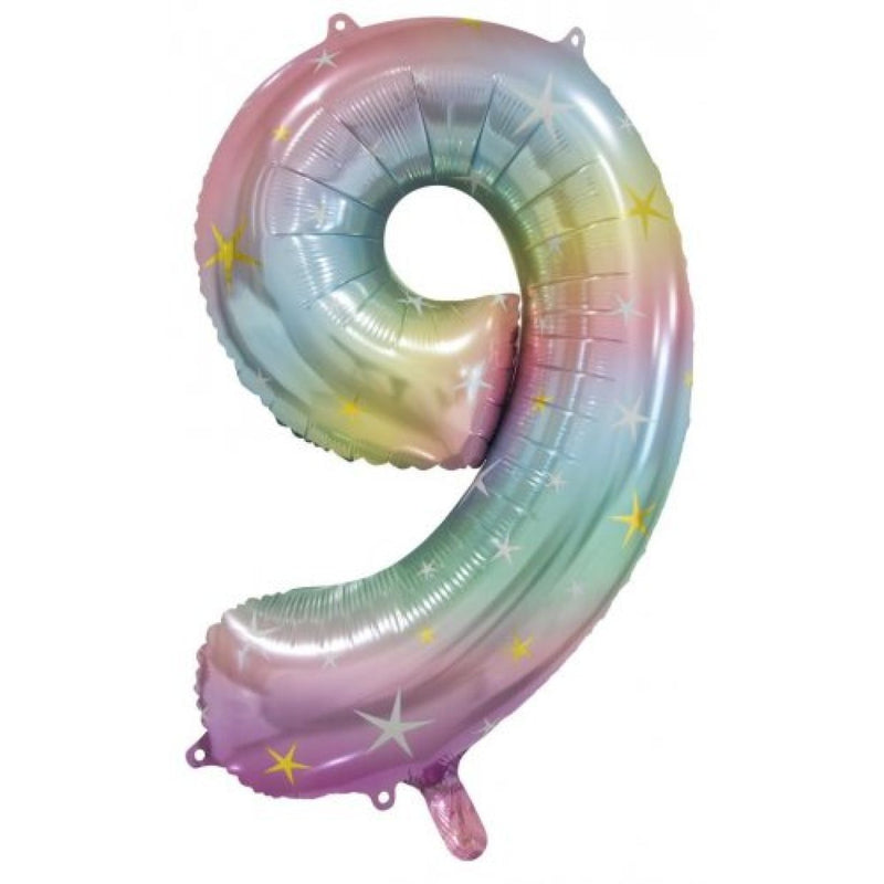Foil Balloon Number Rainbow "9" image 0