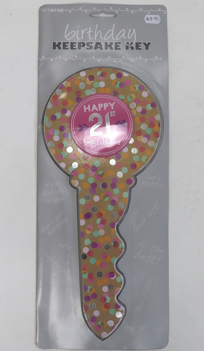 21st Key- Pink and Colourful Dots image 0