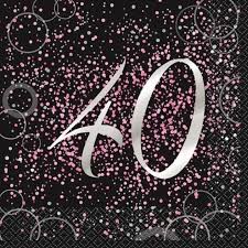 40th Pink Glitz Napkins 16pk image 0