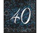 40th Blue Glitz Napkins 16pk image 0