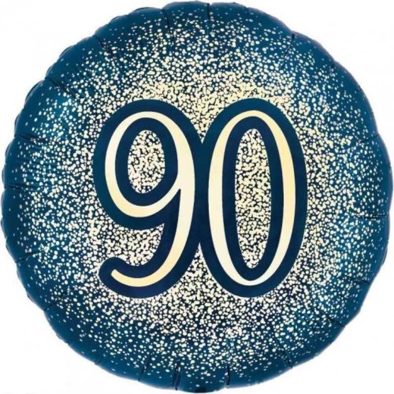 Foil Balloon 18" - 90th Glitter Birthday Navy & Gold image 1