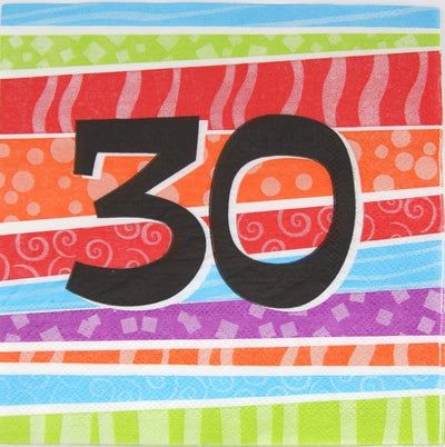 30th Birthday Napkins Rainbow 25pk