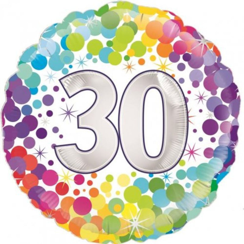 30th Birthday Foil Balloon - Colourful Confetti
