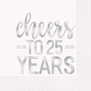 "Cheers To 25 Years" napkins 16pk image 0
