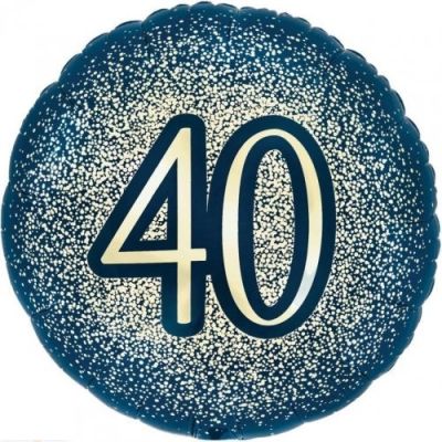 20th Birthday Foil Balloon - Navy & Gold Glitter image 0