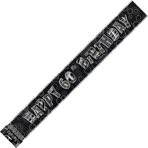 Banner Happy 60th Birthday - Black & Silver image 0