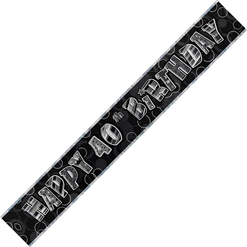 Banner Happy 40th Birthday - Black & Silver