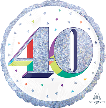 Foil Balloon 40th - Prismatic Silver
