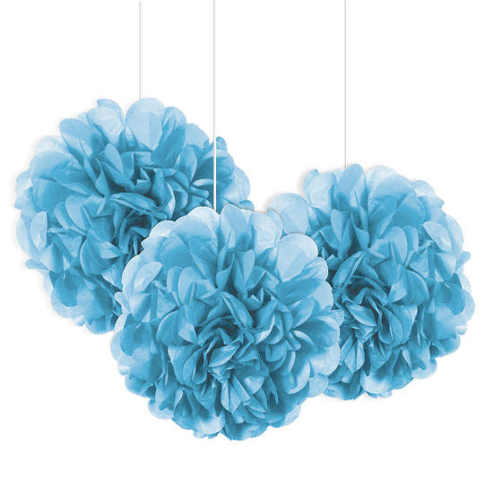 Tissue Paper Pom Poms - Mini Blue 3pk image 0
