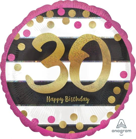Foil Balloon 18" 30th Pink & Gold image 0