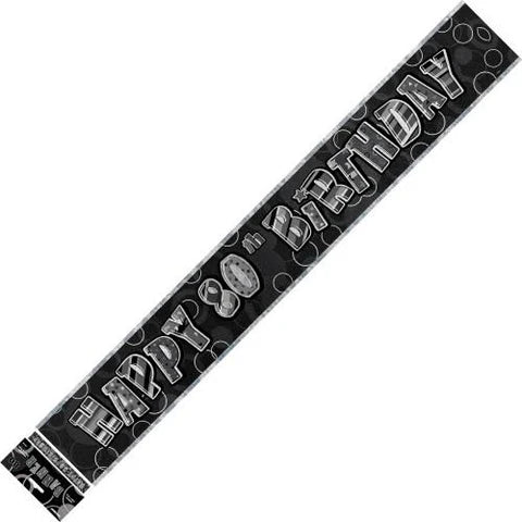 Banner Happy 80th Birthday - Black & Silver image 0