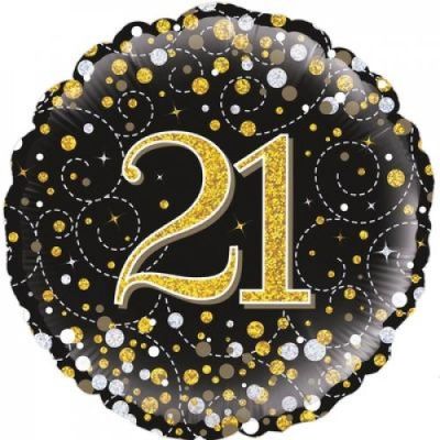Foil Balloon 18 - 21st Sparkling Fizz Black and Gold image 1