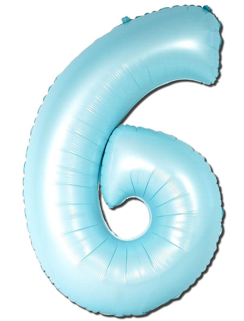 Foil Balloon Number Matte Light Blue "6"