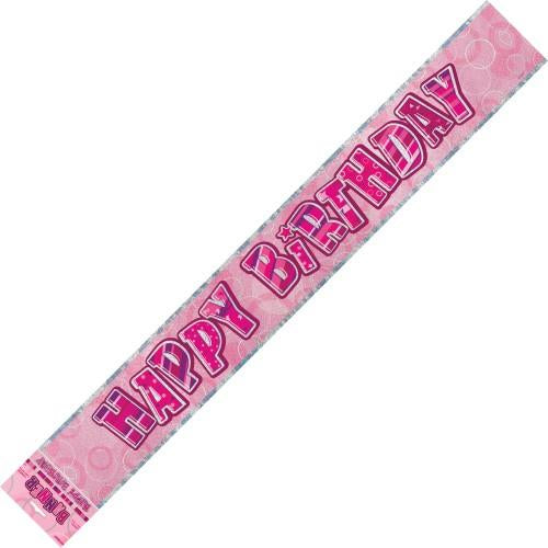 Banner Happy Birthday - Pink & Silver image 0