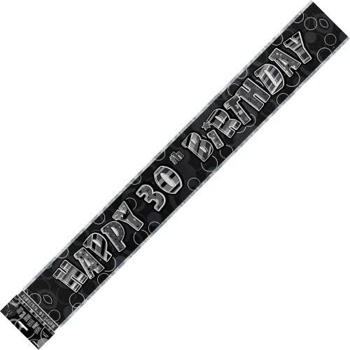 Banner Happy 30th Birthday - Black & Silver image 0