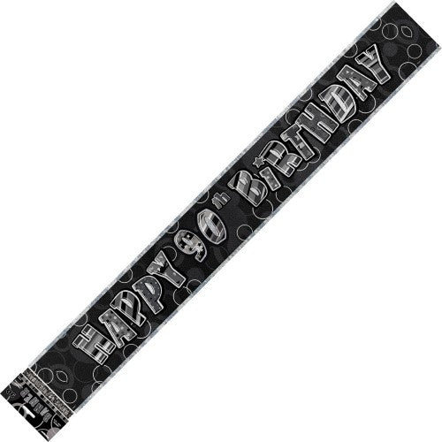 Banner Happy 90th Birthday - Black & Silver image 0