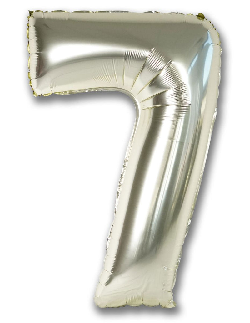 Foil Balloon Number White Gold "7"