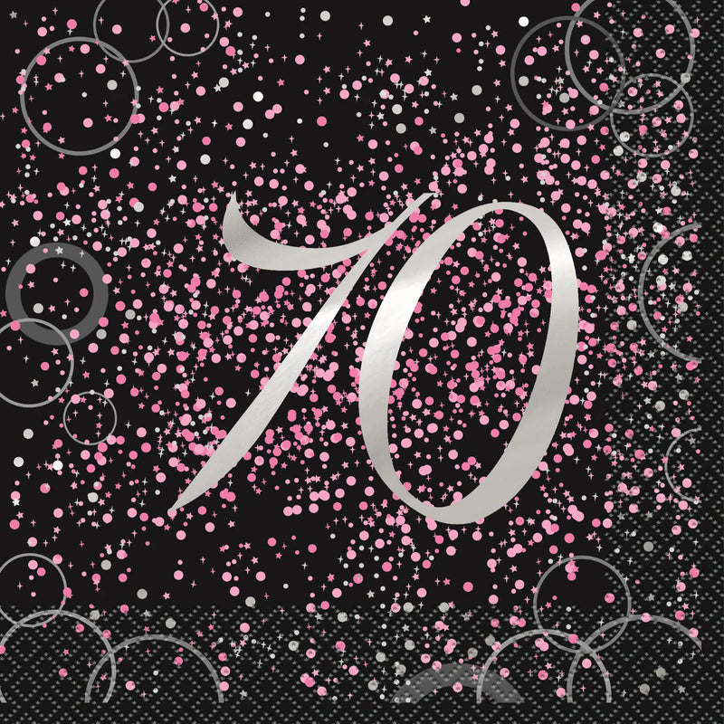 Pink Glitz Napkins 16pk - 70th