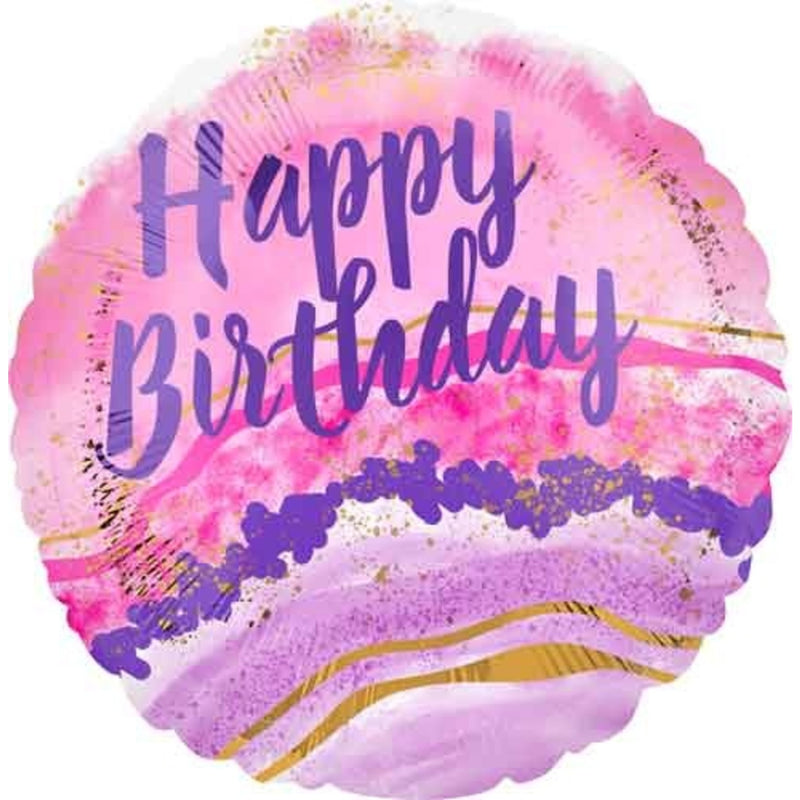 Foil Balloon 18" Happy Birthday - Watercolour Marble image 0
