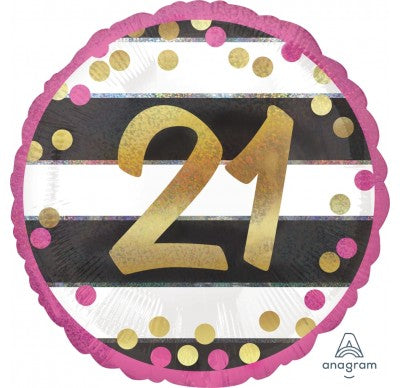Foil Balloon 18" 21st Pink & Gold image 0