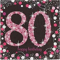 80th Pink Sparkling Napkins