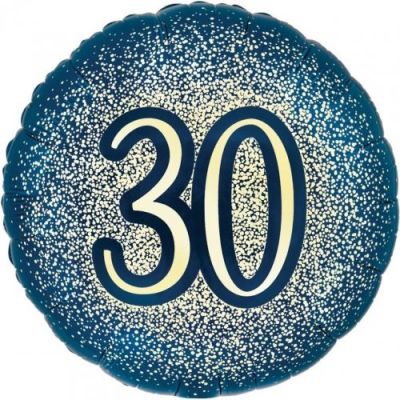 10th Birthday Foil Balloon - Navy & Gold Glitter image 0