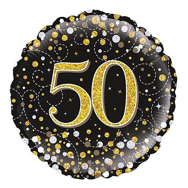 Foil Balloon 18 - 50th Sparkling Fizz Black and Gold image 1