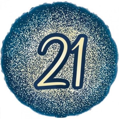 Foil Balloon 18" 21st Navy & Gold Glitter image 1
