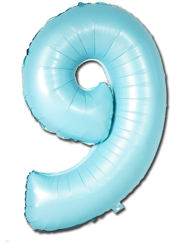 Foil Balloon Number Matte Light Blue "9"