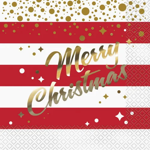 Merry Christmas Gold Sparkle Napkins 16pk image 0