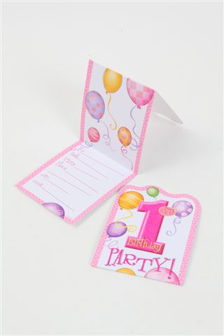 1st Birthday Invitations Pink image 0