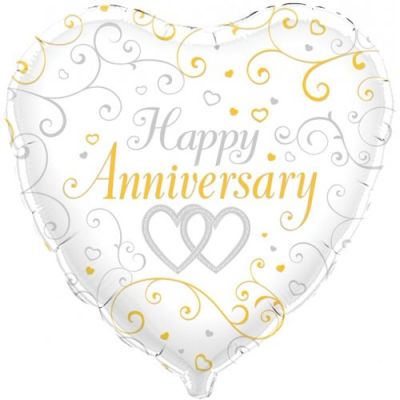 18" Foil Balloon Happy Anniversary - Linked Hearts image 1