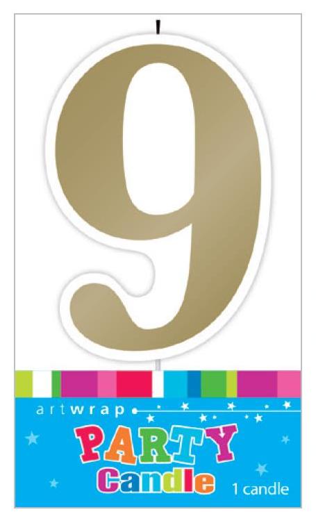 Candle Number 9 Gold image 0