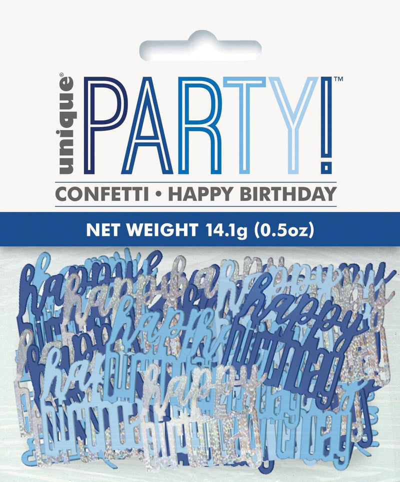 Scatter Confetti Happy Birthday - Blue & Silver