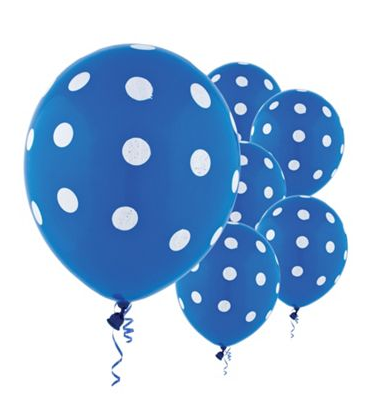 Party Balloons 10pk Blue With White Spot