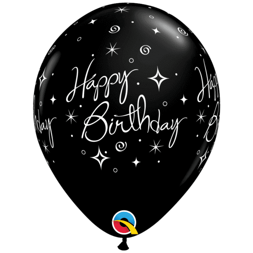 Uninflated - Balloon Single Happy Birthday Black