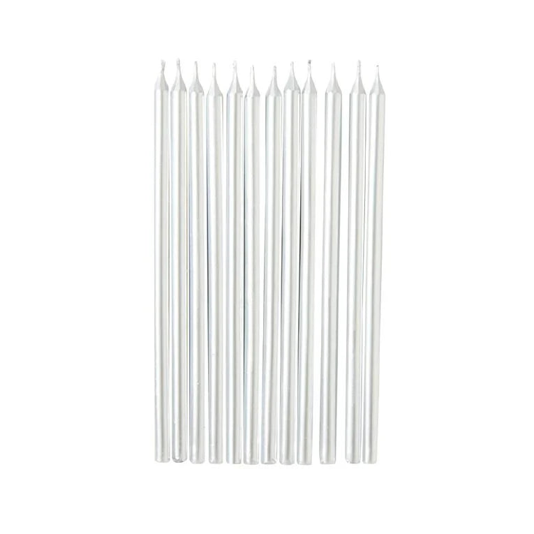 Candles Metallic Silver 12pk
