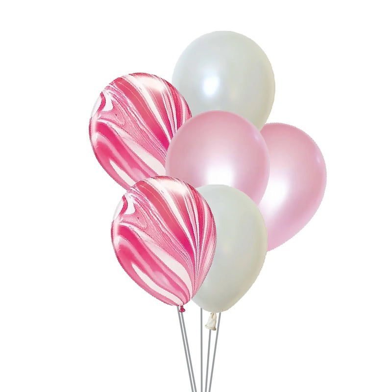 Party Balloons 6pk - Pink Marble Mix