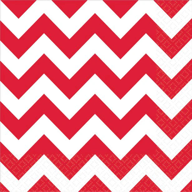 Lunch Napkins 15pk - Chevron Red
