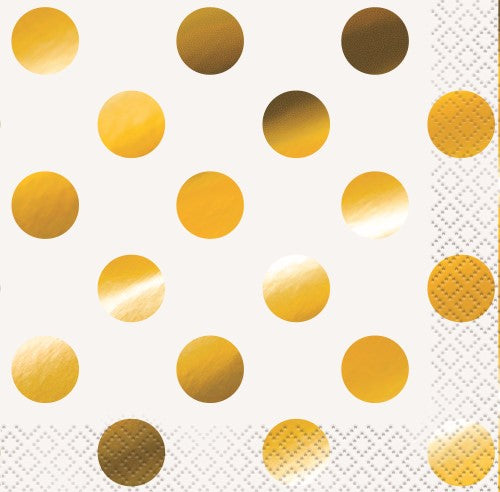 Beverage Napkins 16pk - Gold Dots image 0